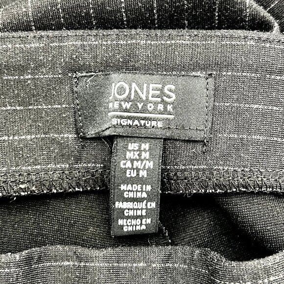 Jones New York Signature Black Chalk Pin Stripe Stretch Pull-on Dress Pant - M - Picture 6 of 8